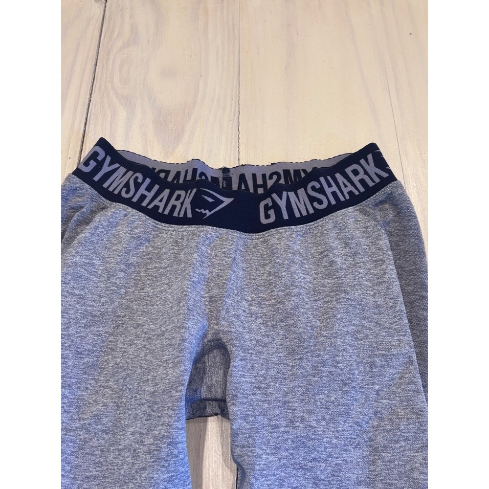 Gymshark Flex Seamless Leggings Grey Marl Navy Blue Logo Waistband Womens Small